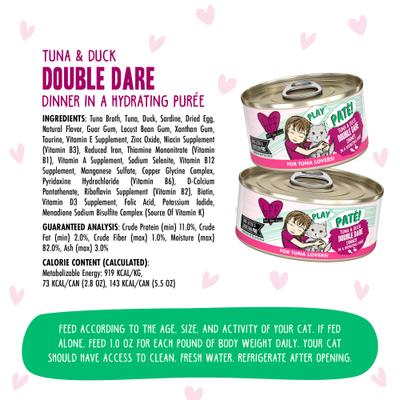 Play Pate Lovers Tuna & Duck Double Dare Wet Cat Food, 5.5-oz can, pack of 8