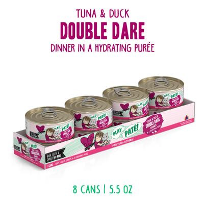 Play Pate Lovers Tuna & Duck Double Dare Wet Cat Food, 5.5-oz can, pack of 8