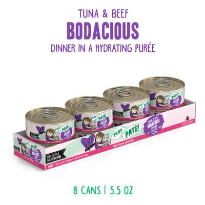 Play Pate Lovers Tuna & Beef Bodacious Wet Cat Food, 5.5-oz can, pack of 8
