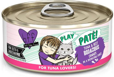 Play Pate Lovers Tuna & Beef Bodacious Wet Cat Food, 5.5-oz can, pack of 8