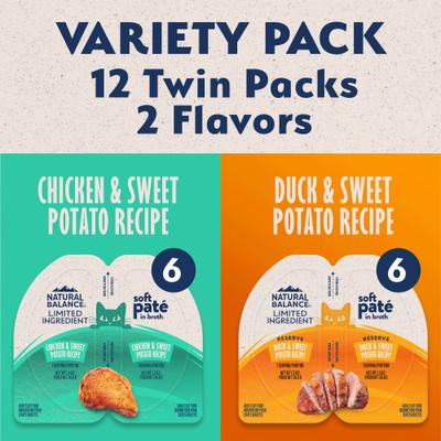 Split Cup Chicken & Duck Variety Pack Limited Ingredient Wet Cat Food, 2.6-oz cup, case of 12