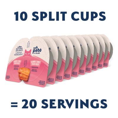 Split Cup Salmon & Sweet Potato Recipe Limited Ingredient Soft Pate in Broth Wet Cat Food, 2.6-oz cup, case of 10