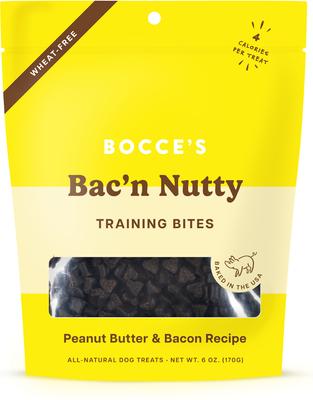 Bundle: Bocce's Bakery Burgers & Fries Beef, Sweet Potatoes & Cheese Dog Treats, 5-oz bag + Bac'n Nutty PB & Bacon Training Bites Dog Treats, 6-oz bag