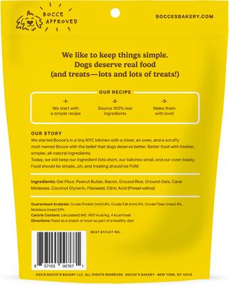 Bundle: Bocce's Bakery Burgers & Fries Beef, Sweet Potatoes & Cheese Dog Treats, 5-oz bag + Bac'n Nutty PB & Bacon Training Bites Dog Treats, 6-oz bag