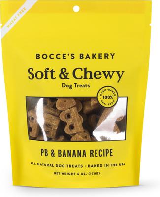 Bundle: Bocce's Bakery Soft & Chewy Peanut Butter & Banana Recipe Dog Treats, 6-oz bag + Cheese Recipe Dog Treats, 6-oz bag