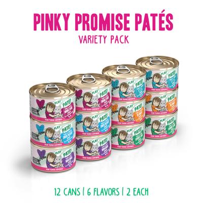 PLAY Best Feline Friend Lovers Aw Yeah! Pinky Promise Paté! Variety Pack Grain-Free Wet Cat Food, 2.8-oz can, case of 12