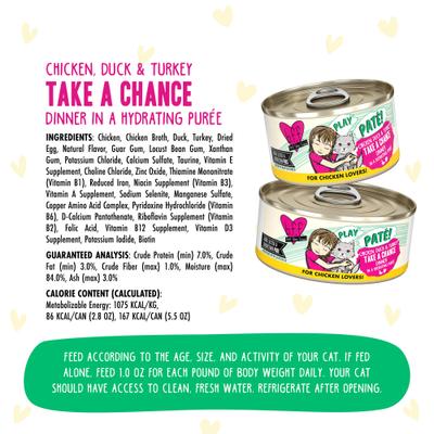 Play Pate Lovers Chicken, Duck & Turkey Take a Chance Wet Cat Food, 5.5-oz can, pack of 8