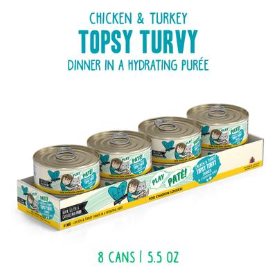 Play Pate Lovers Chicken & Turkey Topsy Turvy Wet Cat Food, 5.5-oz can, pack of 8