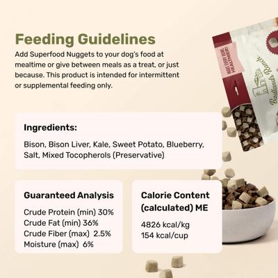 Superfood Nuggets Bison & Kale Freeze-Dried Dog Food Topper, 8-oz bag