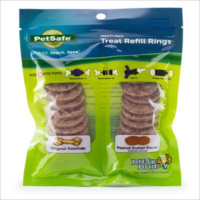 Busy Buddy Peanut Butter & Rawhide Variety Pack Refill Rings Dog Treat, 24 count, Medium