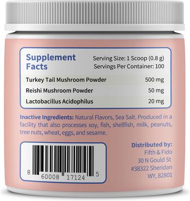 Turkey Tail + Mushroom Bacon Flavored Powdered Dog Food Topper, 2.97-oz jar