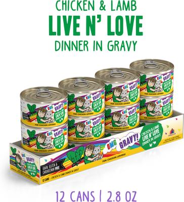 OMG Live N' Love! Chicken & Lamb in Gravy Wet Canned Cat Food, 2.8-oz can, case of 12