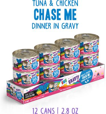 OMG Chase Me! Tuna & Chicken Flavor Wet Canned Cat Food, 2.8-oz can, case of 12