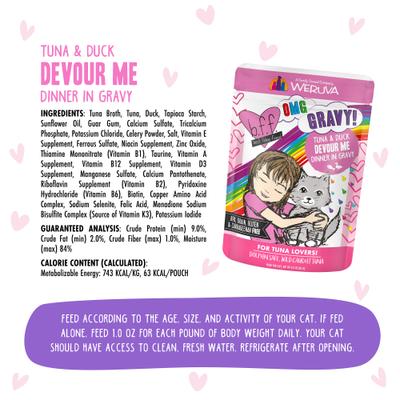 Tuna & Duck Devour Me Dinner in Gravy Wet Cat Food Pouches, 3-oz, case of 12