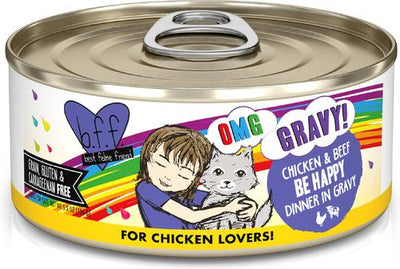 OMG Be Happy! Chicken & Beef in Gravy Wet Canned Cat Food, 5.5-oz can, case of 8