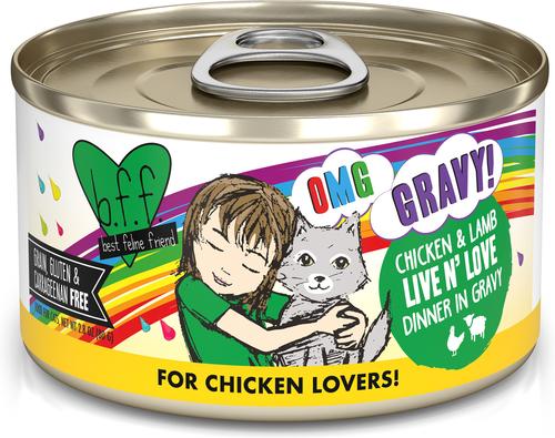 OMG Live N' Love! Chicken & Lamb in Gravy Wet Canned Cat Food, 2.8-oz can, case of 12