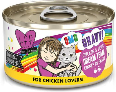¡Dream Team! Alimento húmedo enlatado para gatos con pollo y pato en salsa, lata de 75 g, caja de 12