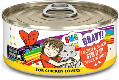 OMG Stir It Up! Chicken & Salmon in Gravy Wet Canned Cat Food, 5.5-oz can, case of 8
