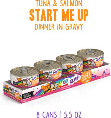 OMG Start Me Up! Tuna & Salmon Flavor Minced Grain-Free Wet Cat Food, 5.5-oz can, case of 8