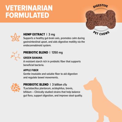 Broad Spectrum Hemp Apple Flavored Extract Soft Chew Digestive Health Supplement for Dogs, 30 count