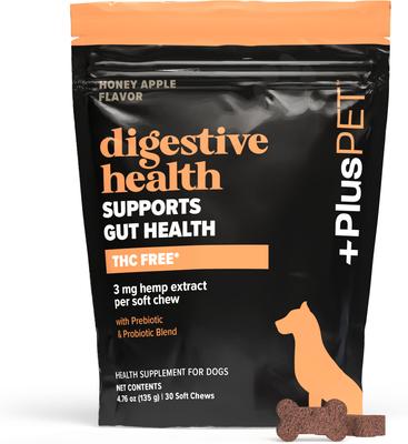 Broad Spectrum Hemp Apple Flavored Extract Soft Chew Digestive Health Supplement for Dogs, 30 count
