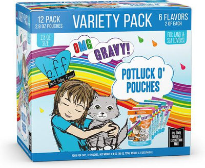 OMG Potluck O' Pouches Variety Pack Grain-Free Cat Food Pouches, 2.8-oz, pack of 12