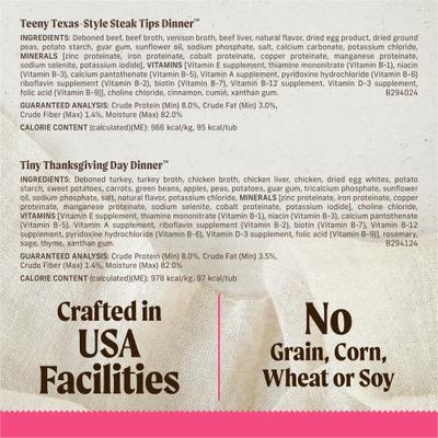 Lil’ Plates Dinner Duos Teeny Texas Steak Tips Dinner & Tiny Thanksgiving Day Dinner Variety Pack Grain-Free Wet Dog Food, 3.5-oz tub, case of 12