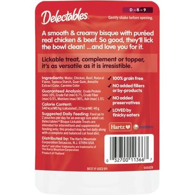 Galletas para lamer Delectables, sin mariscos, con pollo y carne, para gatos, 1.4 oz, caja de 12