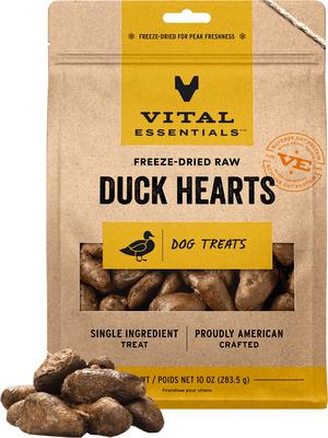 Duck Hearts Grain-Free Freeze-Dried Raw Dog Treats, 10-oz bag