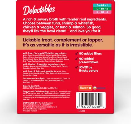 Delectables Lickable Treat Savory Broth Variety Pack Lickable Cat Treats, 1.4-oz pouch, 12 count