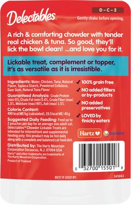 Delectables Lickable Treat Chowder Chicken & Tuna Lickable Cat Treats, 1.4-oz, case of 12
