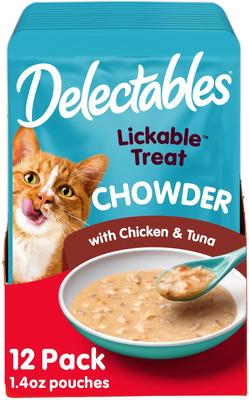 Delectables Lickable Treat Chowder Chicken & Tuna Lickable Cat Treats, 1.4-oz, case of 12