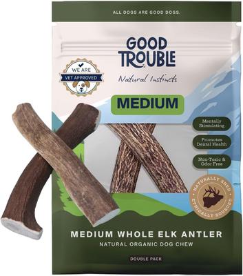 Elk Antler Whole Dog Treats, Medium, 2 count