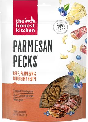 Parmesan Pecks Beef, Parmesan & Blueberry Recipe Dog Treats, 8-oz bag, bundle of 2