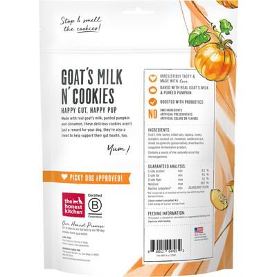 Galletas de leche de cabra y calabaza horneadas lentamente para perros, bolsa de 8 oz
