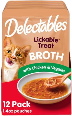 Delectables Lickable Treat Savory Broth Variety Pack Lickable Cat Treats, 1.4-oz pouch, 12 count