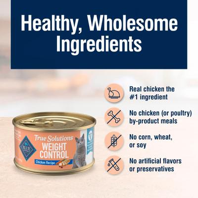 True Solutions Natural Weight Control Chicken Adult Wet Cat Food, 3-oz can, case of 4