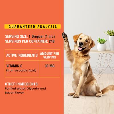 Vitamin C Bacon Flavored Liquid Immune Supplement for Dogs, 8-fl oz bottle