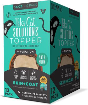 Solutions Topper Skin Coat Salmon Recipe in Broth Wet Cat Food Topper, 1.5-oz pouch, case of 12