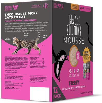 Solutions Mousse Fussy Duck Liver & Egg Grain-Free Pate Wet Cat Food, 2.4-oz pouch, case of 12