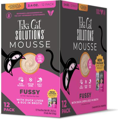 Solutions Mousse Fussy Duck Liver & Egg Grain-Free Pate Wet Cat Food, 2.4-oz pouch, case of 12