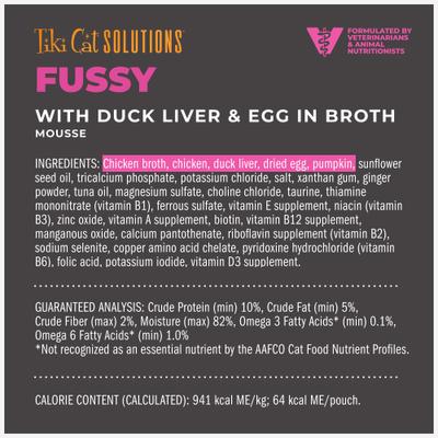 Solutions Mousse Fussy Duck Liver & Egg Grain-Free Pate Wet Cat Food, 2.4-oz pouch, case of 12