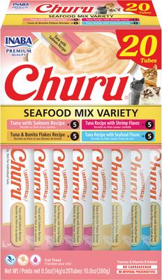 Churu Chicken & Beef Variety Creamy Puree Grain-Free Lickable Cat Treats, 0.5-oz tube, 20 count