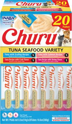 Churu Chicken & Beef Variety Creamy Puree Grain-Free Lickable Cat Treats, 0.5-oz tube, 20 count