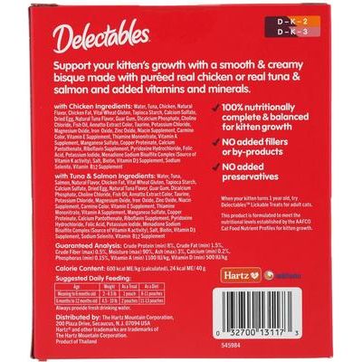 Galletas Delectables para lamer para gatitos, paquete completo y equilibrado de atún y pollo, 1.4 oz (12 unidades)