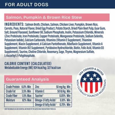 Health Protection Salmon Broth, Salmon, Pumpkin & Brown Rice Stew Wet Dog Food, 12.5-oz can, case of 6
