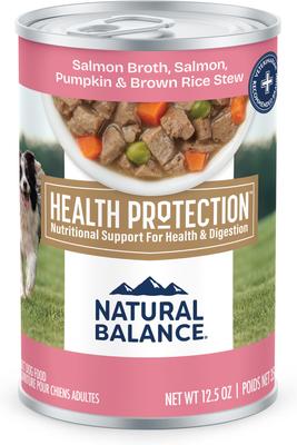 Health Protection Salmon Broth, Salmon, Pumpkin & Brown Rice Stew Wet Dog Food, 12.5-oz can, case of 6
