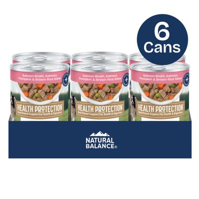 Health Protection Salmon Broth, Salmon, Pumpkin & Brown Rice Stew Wet Dog Food, 12.5-oz can, case of 6