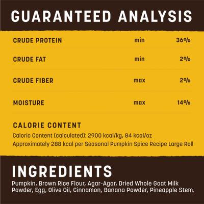 No-Hide Seasonal Rolls Pumpkin Spice Recipe Large Natural Rawhide Alternative Dog Chew