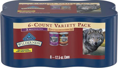 Wilderness Grain-Free Beef & Chicken Grill & Wolf Creek Stew Hearty Beef in Gravy Variety Pack Dog Wet Food, 12.5-oz can, 6 count